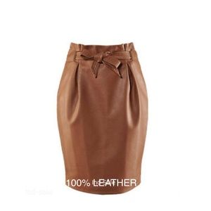 NWOT - Genuine Soft Leather Skirt Custom Tailor Made Size 10  - Caramel/Rust
